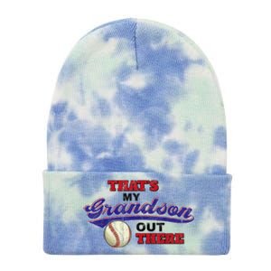 That's My Grandson Out There Baseball Grandma Mother's Day Tie Dye 12in Knit Beanie