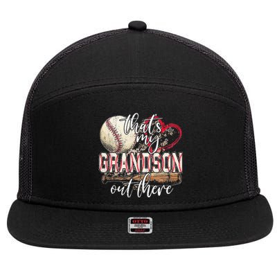 Thats My Grandson Out There Baseball Grandma Mothers Day 7 Panel Mesh Trucker Snapback Hat