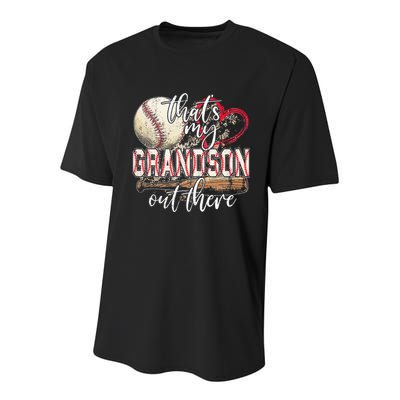 Thats My Grandson Out There Baseball Grandma Mothers Day Youth Performance Sprint T-Shirt