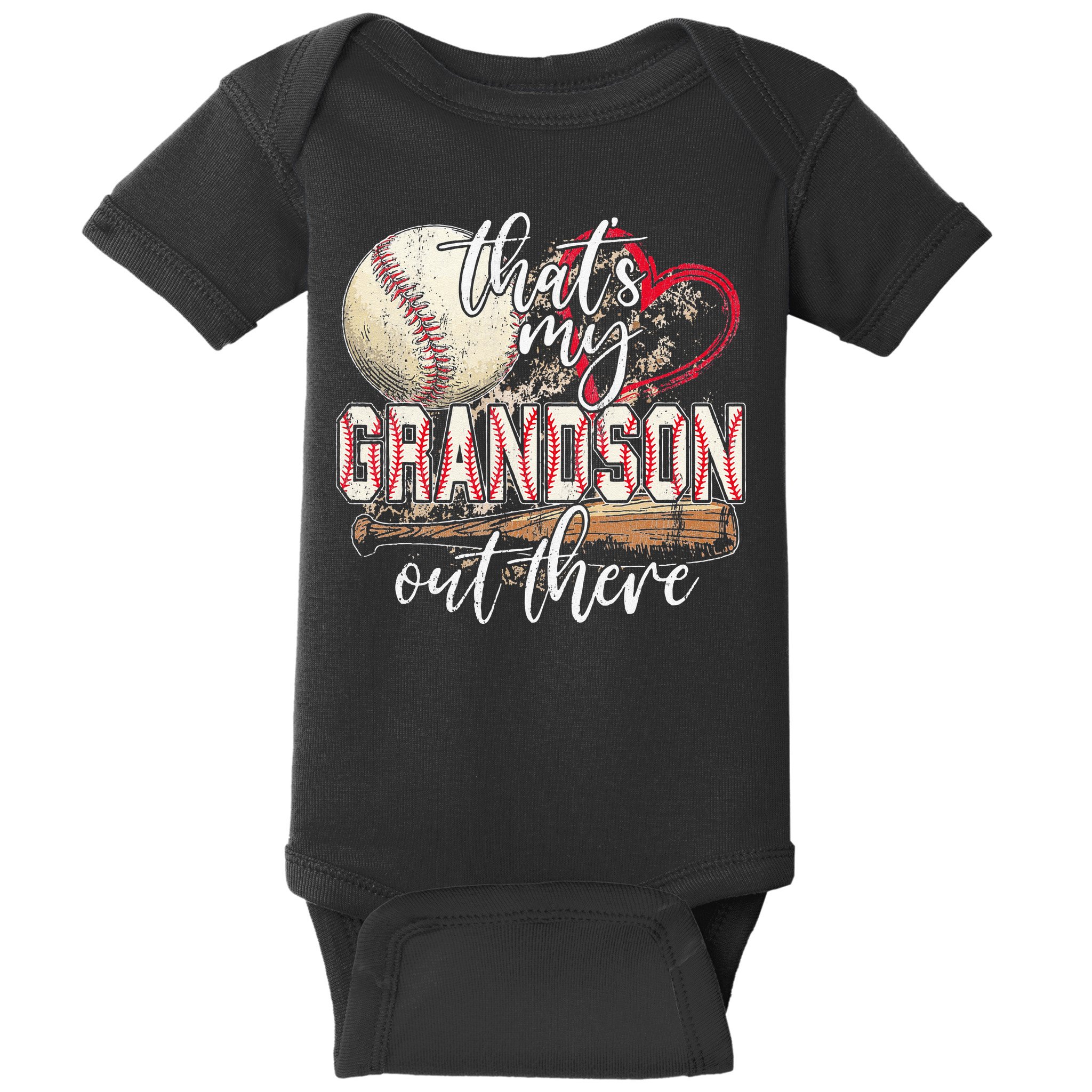 Thats My Grandson Out There Baseball Grandma Mothers Day Baby Bodysuit