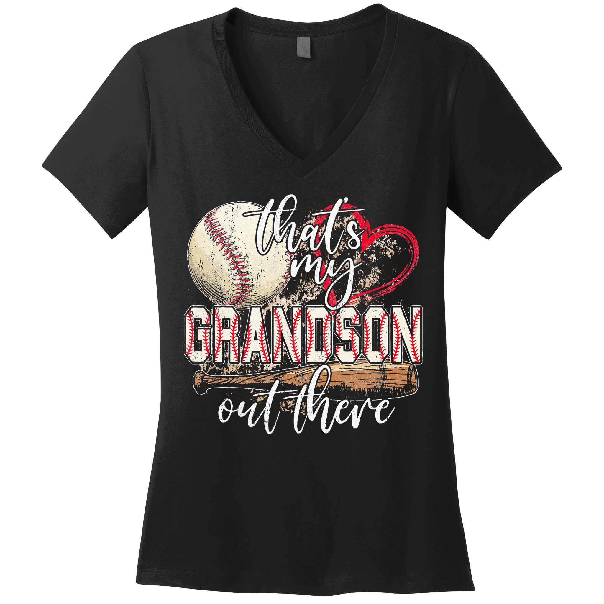 Thats My Grandson Out There Baseball Grandma Mothers Day Women's V-Neck T-Shirt