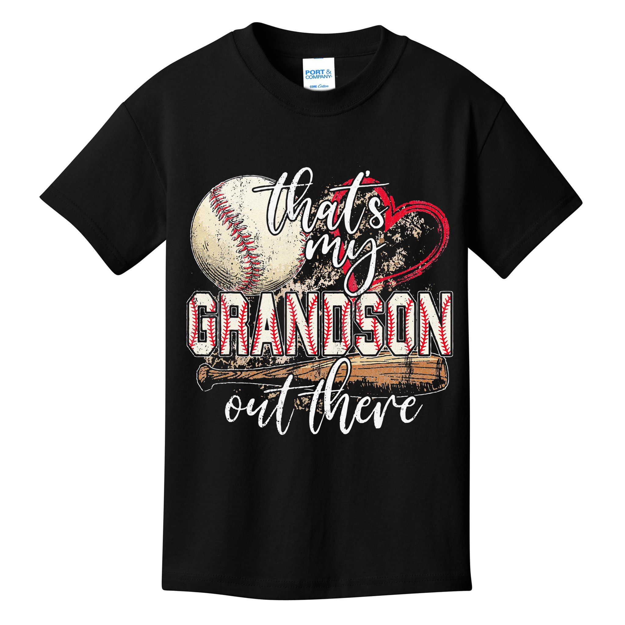 Thats My Grandson Out There Baseball Grandma Mothers Day Kids T-Shirt