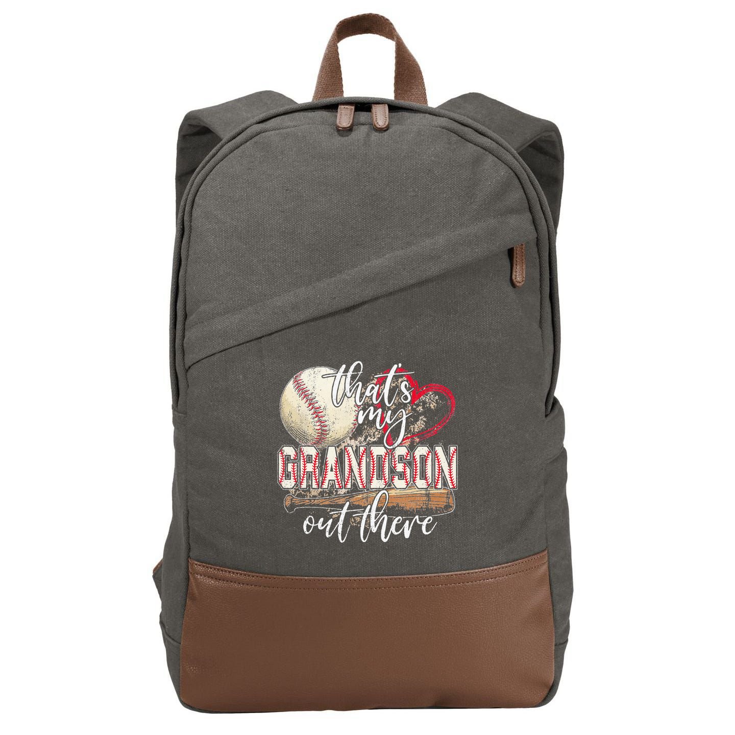 Thats My Grandson Out There Baseball Grandma Mothers Day Cotton Canvas Backpack