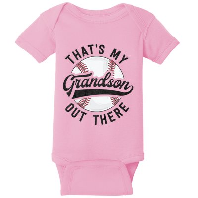 ThatS My Grandson Out There Baseball For Grandpa Grandma Baby Bodysuit