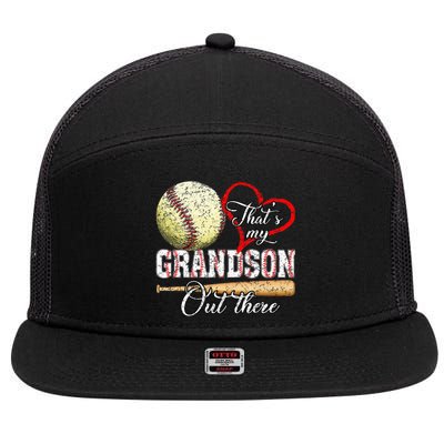 ThatS My Grandson Out There Baseball Grandma MotherS Day 7 Panel Mesh Trucker Snapback Hat