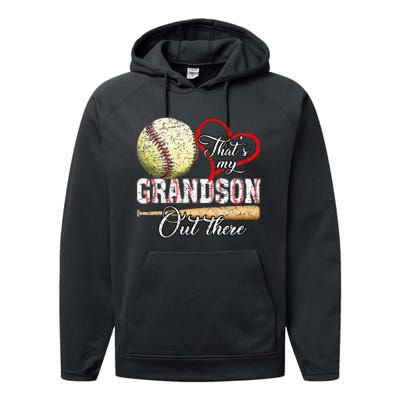 ThatS My Grandson Out There Baseball Grandma MotherS Day Performance Fleece Hoodie