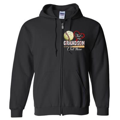 ThatS My Grandson Out There Baseball Grandma MotherS Day Full Zip Hoodie