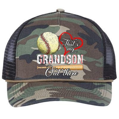 ThatS My Grandson Out There Baseball Grandma MotherS Day Retro Rope Trucker Hat Cap