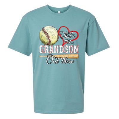 ThatS My Grandson Out There Baseball Grandma MotherS Day Sueded Cloud Jersey T-Shirt