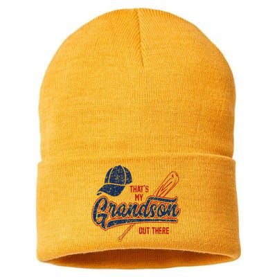 Thats My Grandson Out There Baseball Grandma Mothers Day Sustainable Knit Beanie