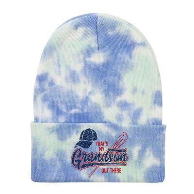 Thats My Grandson Out There Baseball Grandma Mothers Day Tie Dye 12in Knit Beanie