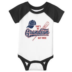 Thats My Grandson Out There Baseball Grandma Mothers Day Infant Baby Jersey Bodysuit