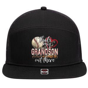 That's My Grandson Out There Baseball Grandma Mother's Day 7 Panel Mesh Trucker Snapback Hat