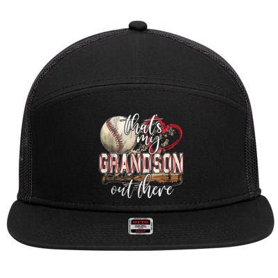 That's My Grandson Out There Baseball Grandma Mother's Day 7 Panel Mesh Trucker Snapback Hat