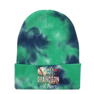 That's My Grandson Out There Baseball Grandma Mother's Day Tie Dye 12in Knit Beanie