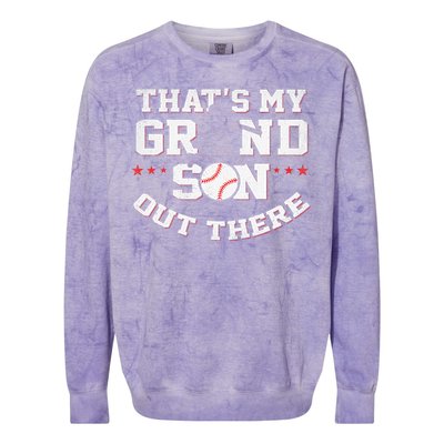 Thats My Grandson Out There Gifts Women Baseball Grandma Mom Colorblast Crewneck Sweatshirt