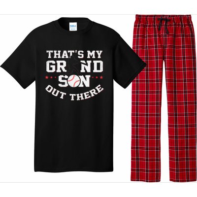 Thats My Grandson Out There Gifts Women Baseball Grandma Mom Pajama Set