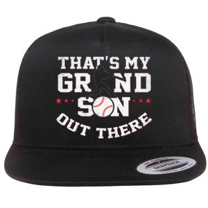 Thats My Grandson Out There Gifts Women Baseball Grandma Mom Flat Bill Trucker Hat