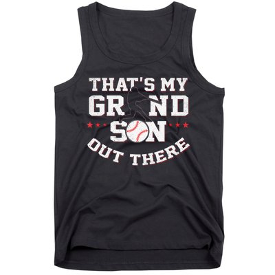 Thats My Grandson Out There Gifts Women Baseball Grandma Mom Tank Top