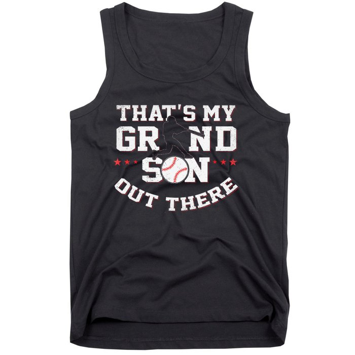 Thats My Grandson Out There Gifts Women Baseball Grandma Mom Tank Top