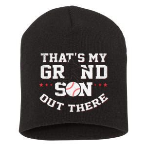 Thats My Grandson Out There Gifts Women Baseball Grandma Mom Short Acrylic Beanie