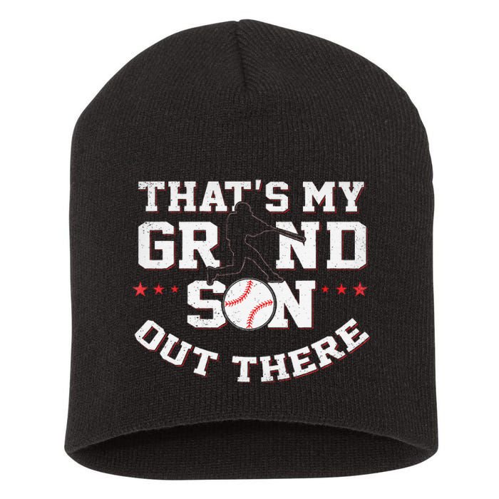 Thats My Grandson Out There Gifts Women Baseball Grandma Mom Short Acrylic Beanie