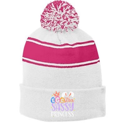 That's My Grandson Out There Baseball Grandma Stripe Pom Pom Beanie