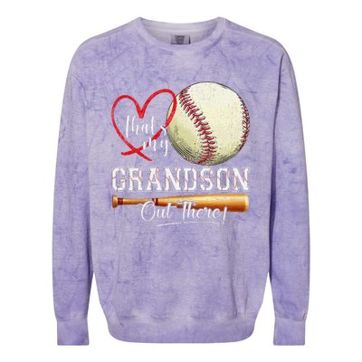 ThatS My Grandson Out There Baseball Grandma MotherS Day Colorblast Crewneck Sweatshirt