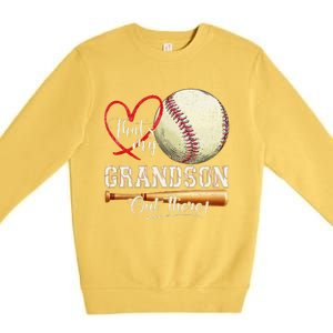 ThatS My Grandson Out There Baseball Grandma MotherS Day Premium Crewneck Sweatshirt