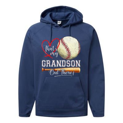 ThatS My Grandson Out There Baseball Grandma MotherS Day Performance Fleece Hoodie