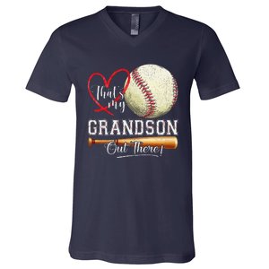 ThatS My Grandson Out There Baseball Grandma MotherS Day V-Neck T-Shirt