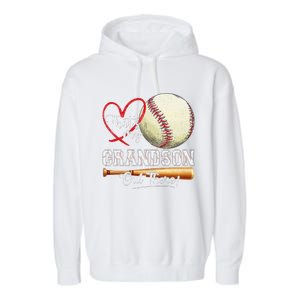 ThatS My Grandson Out There Baseball Grandma MotherS Day Garment-Dyed Fleece Hoodie