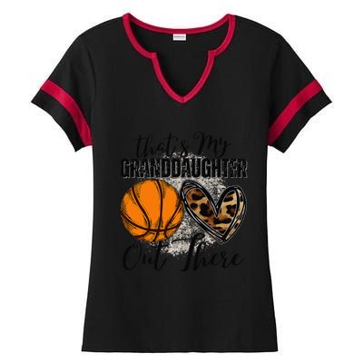 ThatS My Granddaughter Out There Basketball Grandma Grandpa Ladies Halftime Notch Neck Tee