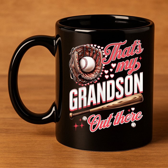 That's My Grandson Out There Baseball Grandma Mother's Day 11oz C Handle Ceramic Mug