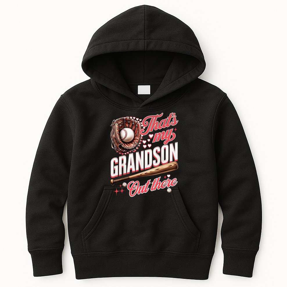That's My Grandson Out There Baseball Grandma Mother's Day Kids Hoodie