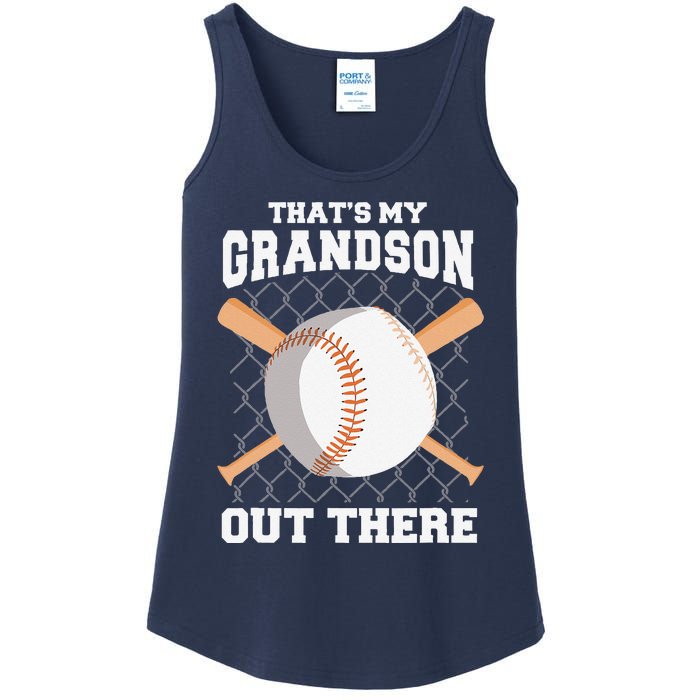 ThatS My Grandson Out There Grandma Grandpa Baseball Ladies Essential Tank