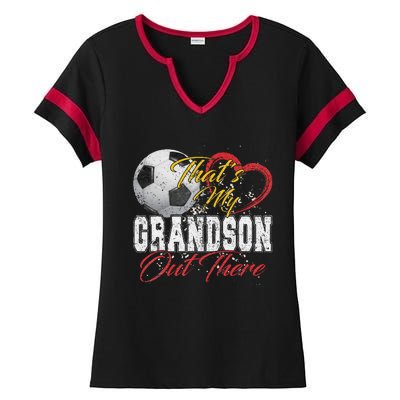 ThatS My Grandson Out There Soccer Grandma Mama Mothers Day Ladies Halftime Notch Neck Tee