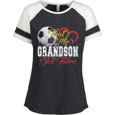 ThatS My Grandson Out There Soccer Grandma Mama Mothers Day Enza Ladies Jersey Colorblock Tee