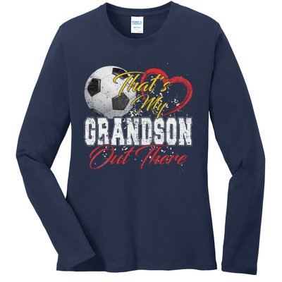 ThatS My Grandson Out There Soccer Grandma Mama Mothers Day Ladies Long Sleeve Shirt