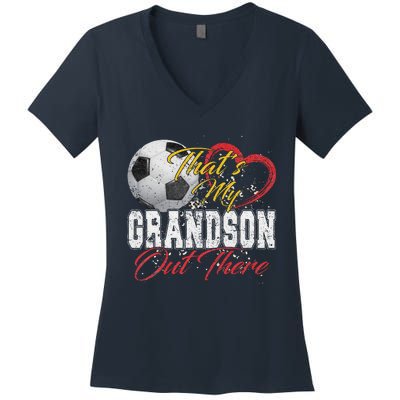 ThatS My Grandson Out There Soccer Grandma Mama Mothers Day Women's V-Neck T-Shirt