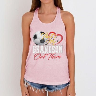 ThatS My Grandson Out There Soccer Grandma Mama Mothers Day Women's Knotted Racerback Tank