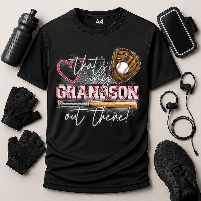 That's My Grandson Out There Proud Baseball Grandparent Cooling Performance Crew T-Shirt