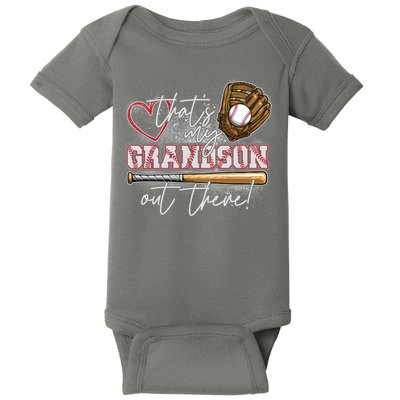 That's My Grandson Out There Proud Baseball Grandparent Baby Bodysuit