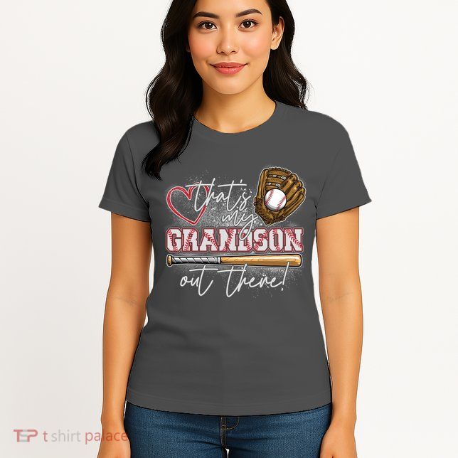 That's My Grandson Out There Proud Baseball Grandparent Womens T-Shirt