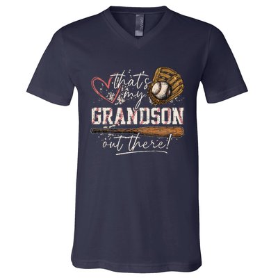 ThatS My Grandson Out There Baseball Grandma V-Neck T-Shirt