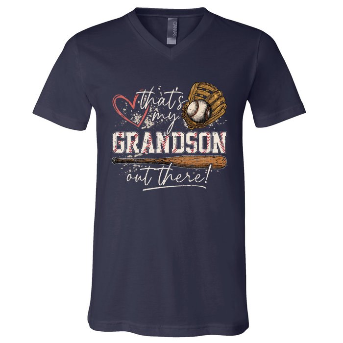 ThatS My Grandson Out There Baseball Grandma V-Neck T-Shirt