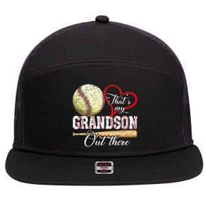 That's My Grandson Out There Baseball Grandma Mother's Day 7 Panel Mesh Trucker Snapback Hat