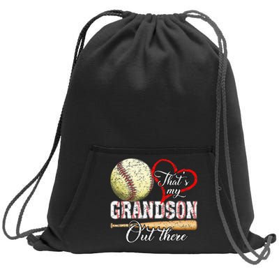 That's My Grandson Out There Baseball Grandma Mother's Day Sweatshirt Cinch Pack Bag