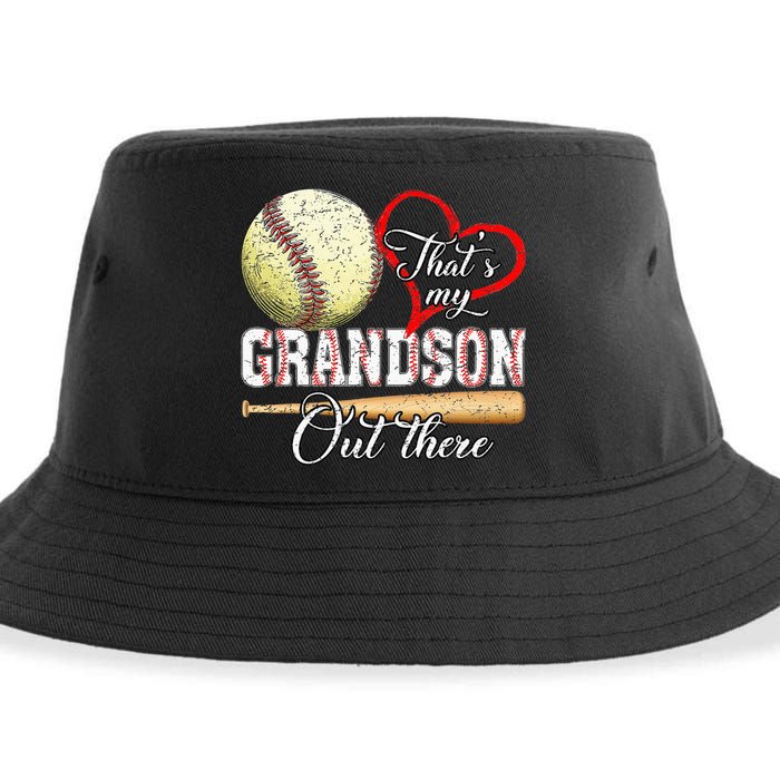 That's My Grandson Out There Baseball Grandma Mother's Day Sustainable Bucket Hat