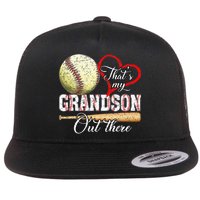 That's My Grandson Out There Baseball Grandma Mother's Day Flat Bill Trucker Hat